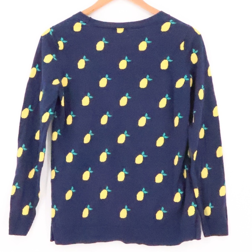 Old Navy Lemon‎ Print Sweater Womens Preppy Navy Blue Cotton Crewneck Size S - Picture 5 of 9